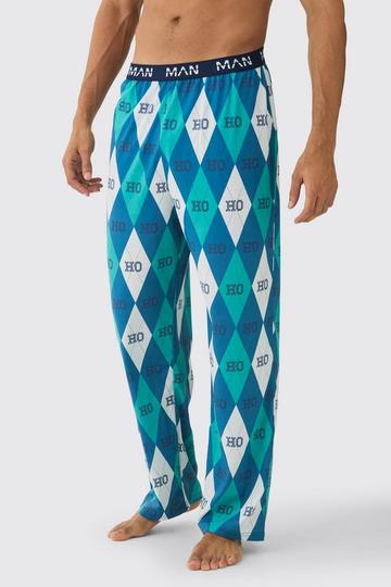 Man Ho Ho Ho Christmas Lounge Bottoms turquoise