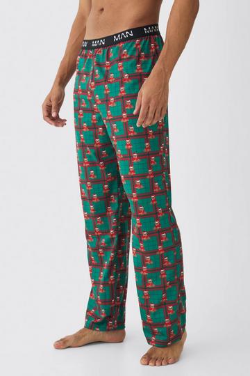 Man Teddy Bear Christmas Lounge Bottoms green