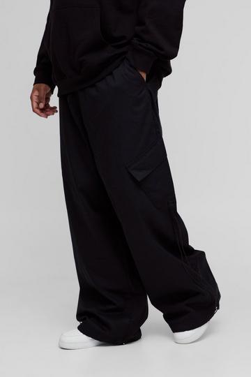 Plus Ripstop Applique Parachute Trousers black