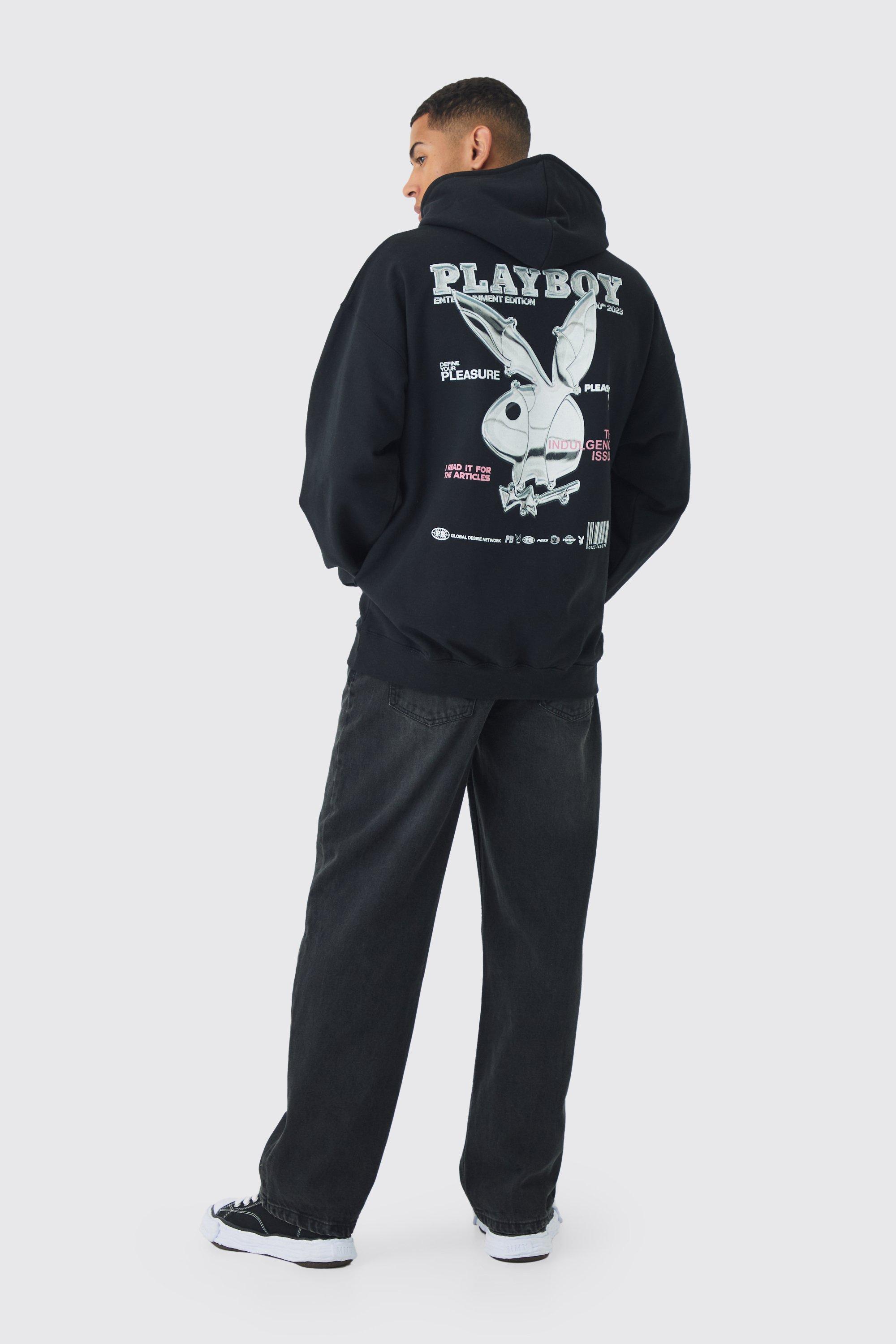 Oversized Playboy Varsity License Print Hoodie boohoo UK