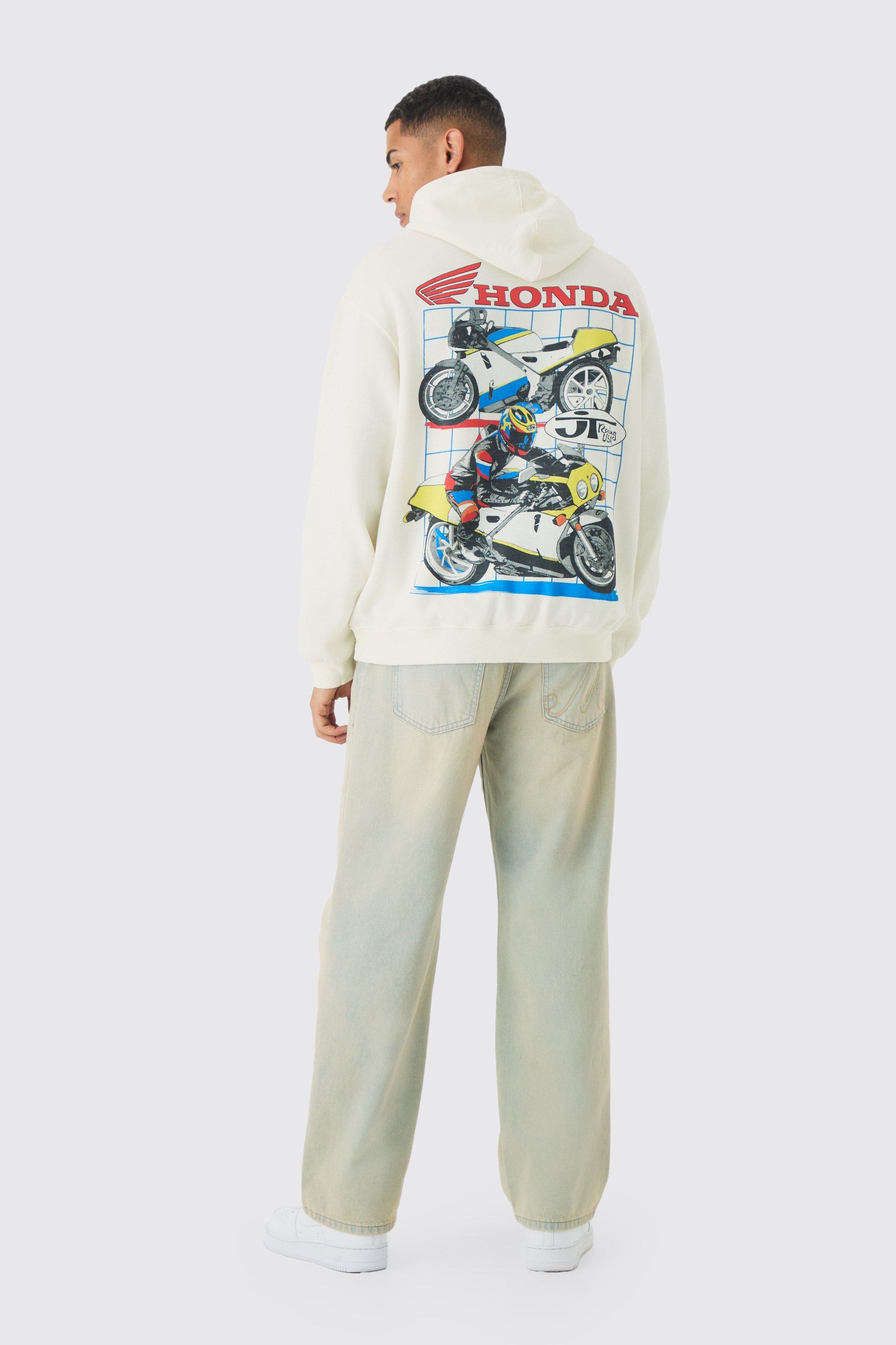 Oversized Honda JT Racing License Print Hoodie boohoo