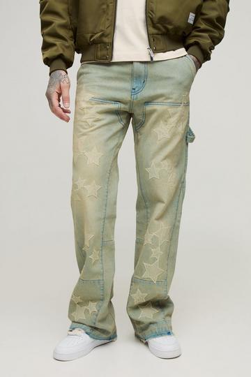 Tall Carpenter Jeans Met Sterren En Gusset Detail khaki