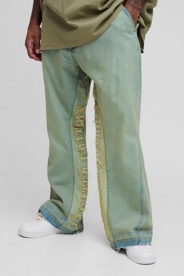 Green Plus Tinted Applique Inner Gusset Slim Flared Jeans