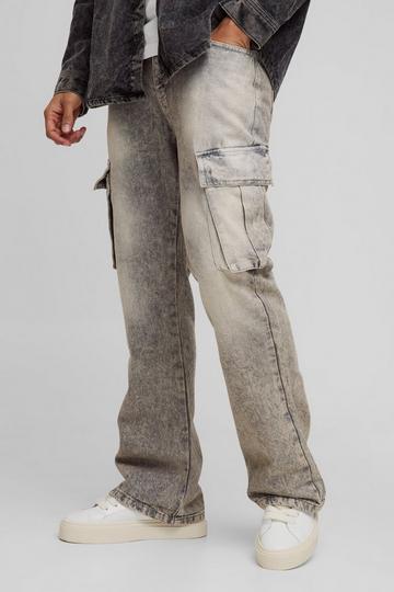 Relaxed Flared Cargo Tinted Denim Jeans ecru