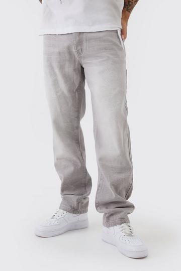 Onbewerkte Getinte Jeans Met Rechte Pijpen light grey