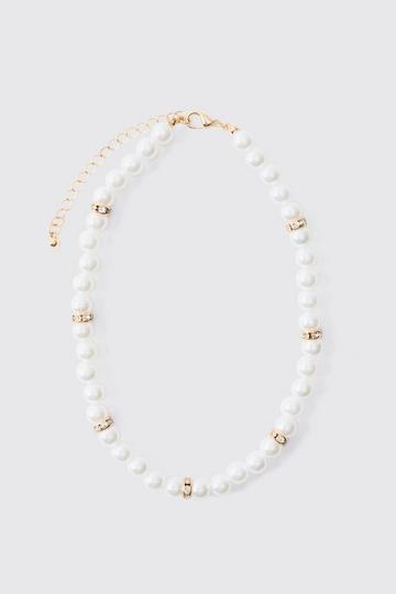 Pearl Bead Necklace in Gold gold