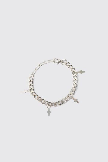 Cross Charm Bracelet in Silver silver