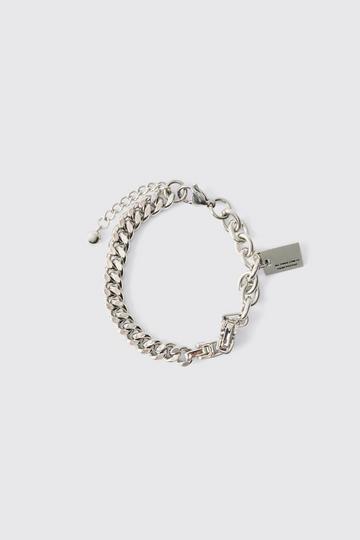 Chunky Chain Bracelet with Charm in Silver silver