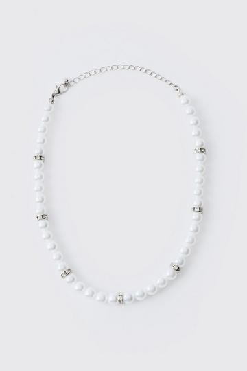 Pearl Bead Necklace in Silver silver