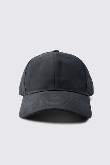 Black Plain Cap In Black