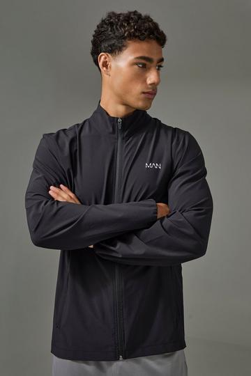 Black Man Active Stretch Woven Track Jacket