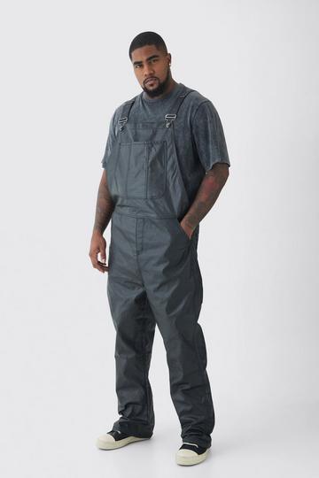 Plus Straight Fit Coated Dungarees black