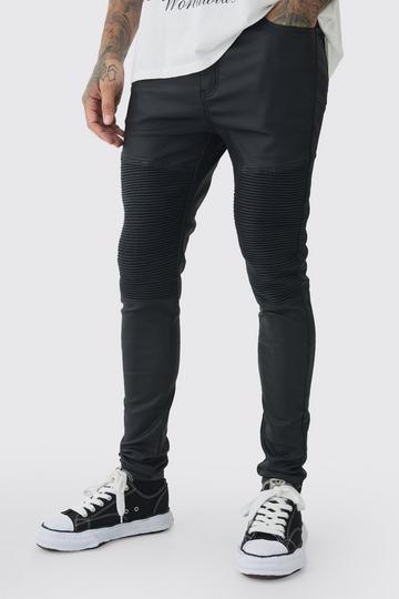 Tall Skinny Fit Coated Biker Jeans black