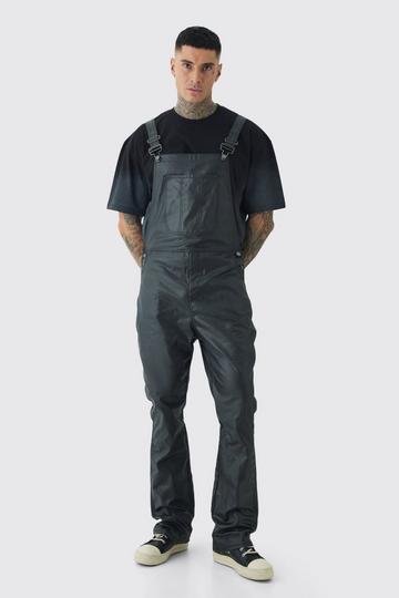 Black Tall Straight Fit Coated Dungarees