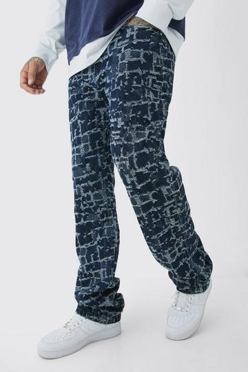 Tall Distressed Tapestry Relaxed Fit Denim Jeans indigo