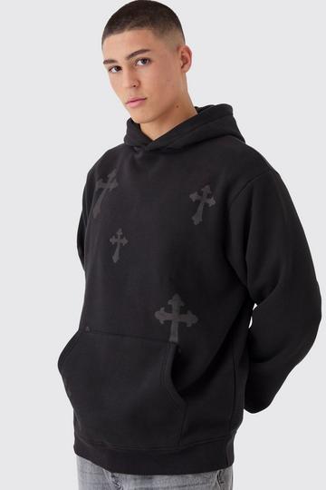 Black Cross Graphic Hoodie