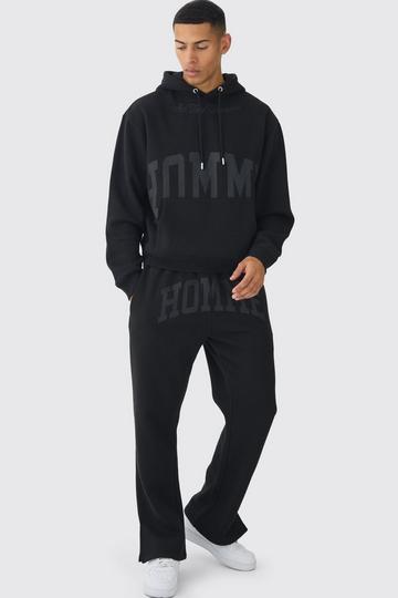 Oversized Boxy Split Hem Homme Tracksuit black