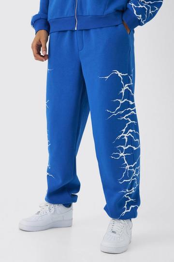 Oversized Graffiti Zip Through Joggers cobalt