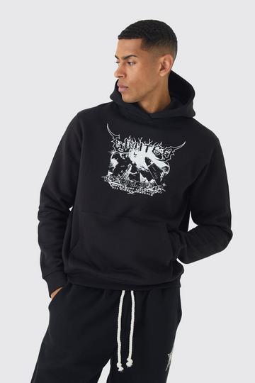 Gothic Scenic Print Hoodie black