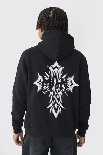 Gothic Worldwide Cross Print Hoodie black