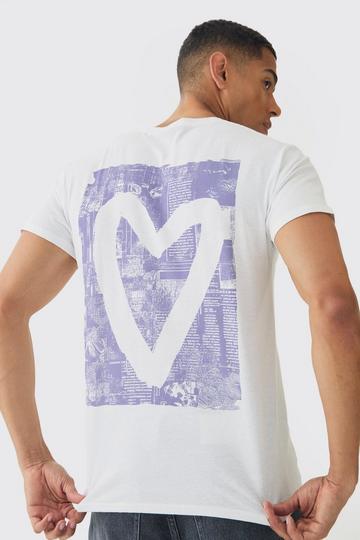 Regular Fit Graffiti Heart Print T-shirt white