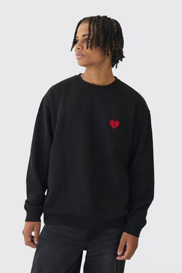 Oversized Gebroken Hart Trui black