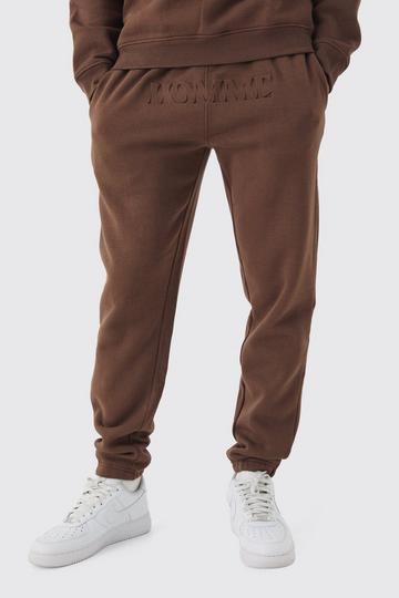 Chocolate Brown Regular Mix Homme Embossed Jogger