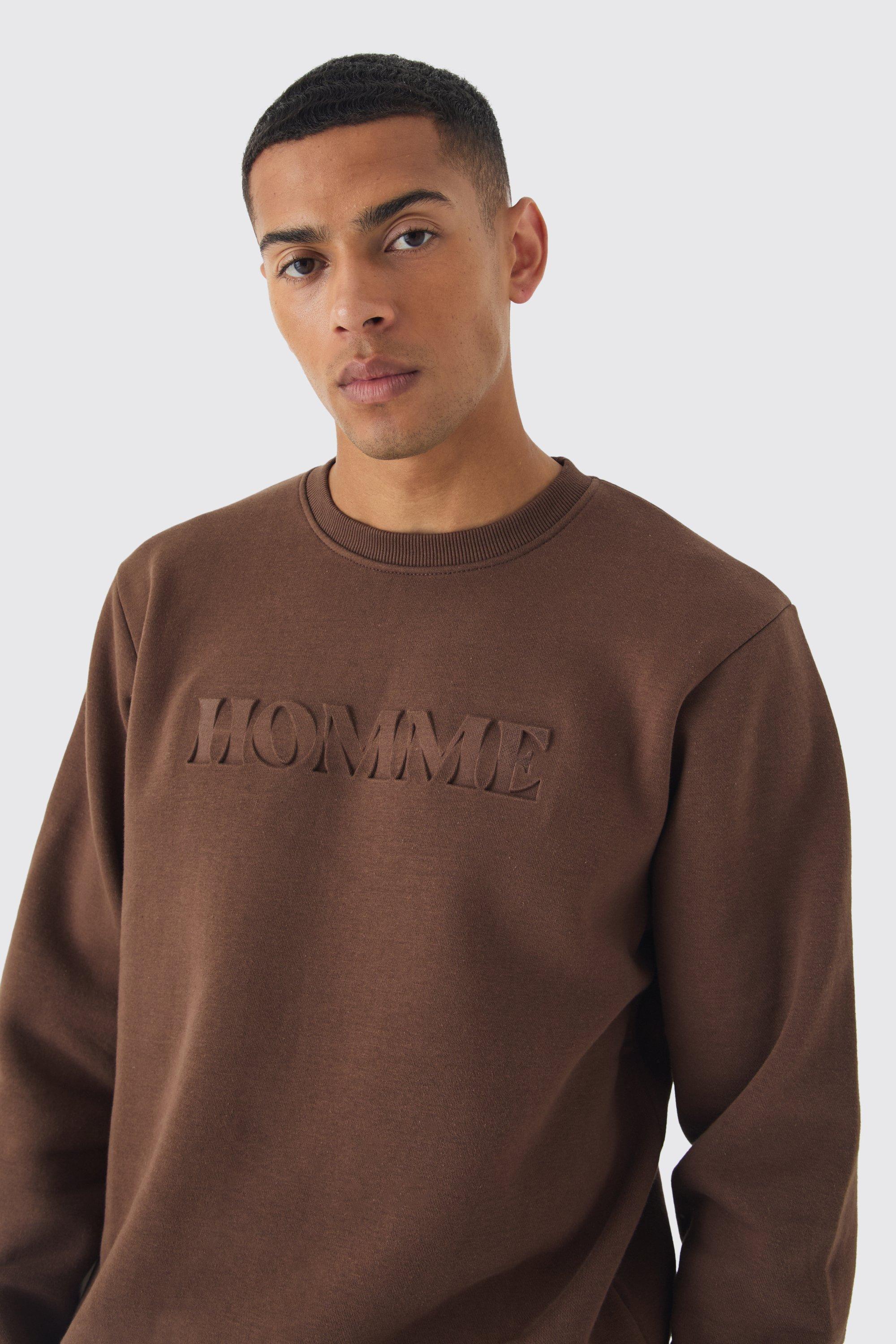 Regular Mix Homme Embossed Sweatshirt boohoo NO