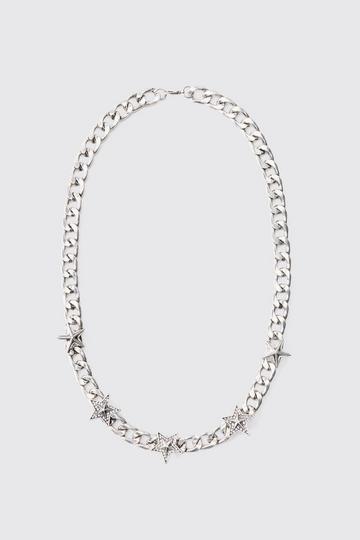 Star Pendant Chunky Chain Necklace silver