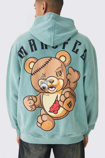 Oversized MAN OFCL Teddy Large Scale Print Hoodie green