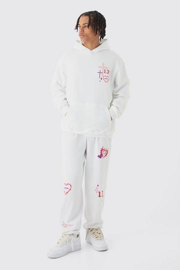 Oversized Skeleton BHM Graphic Tracksuit white