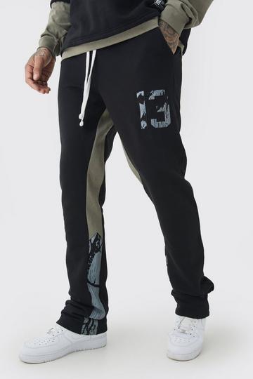 Tall Slim Fit Camo Gusset Joggers black