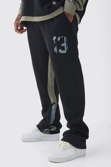 Plus Slim Fit Camo Gusset Joggers black