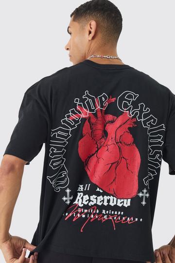 Boxy Heart Renaissance Large Scale Back Print T-Shirt black