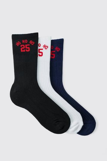 3 Pack Varsity Christmas Socks multi