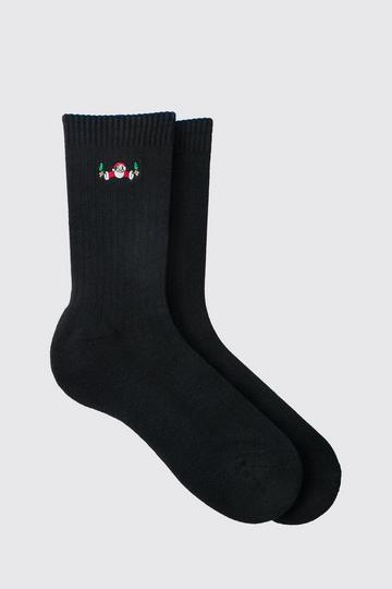 Lets Get Wavy Santa Christmas Socks black