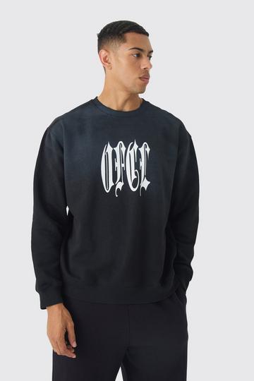 Washed Blurred Ofcl Print Sweatshirt black