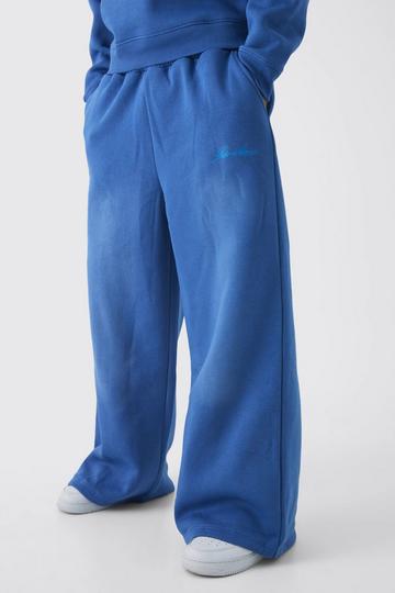 Extreme Wide Leg Man Spray Wash Joggers cobalt