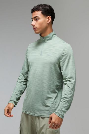 Sage Green Man Active Regular Fit Engineered Performance 1/4 Zip