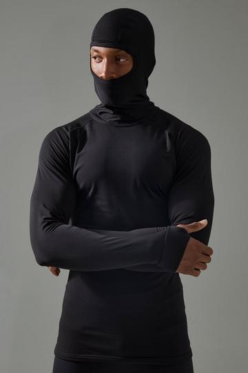 Man Active Long Sleeved Head Cover Base Layer black