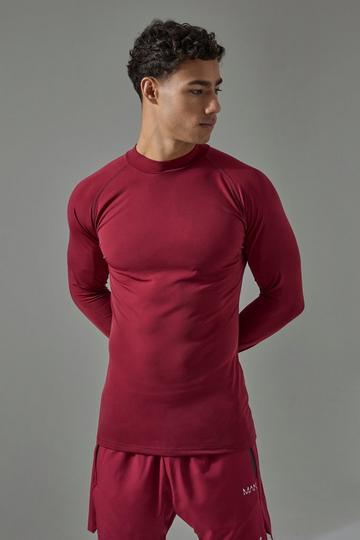 Man Active Long Sleeved High Neck Base Layer berry