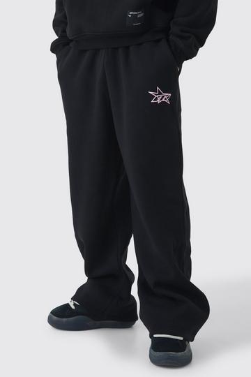 Wide Leg Sterren Joggingbroek black