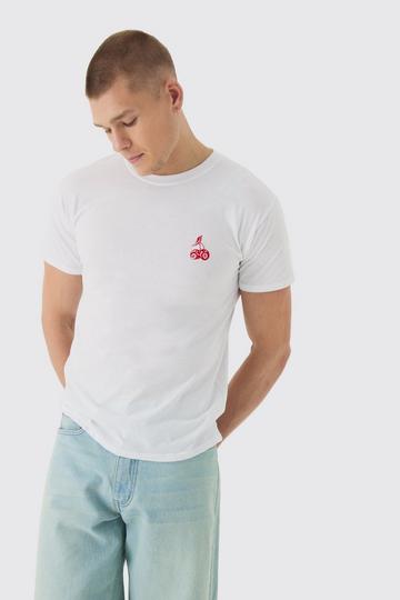 Regular Fit Cherry Embroidery T-shirt white