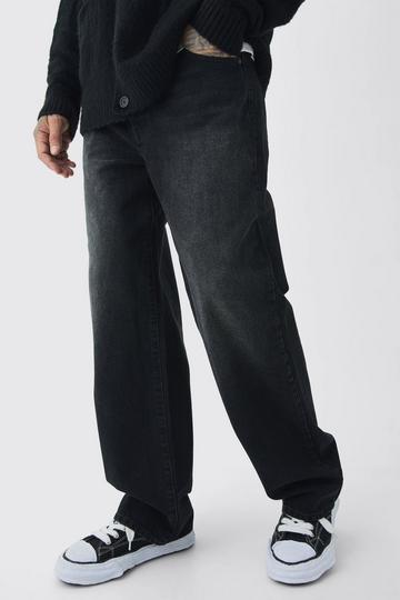 Tall Baggy Rigid Double Waistband Denim Jeans washed black