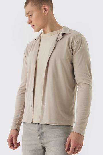 Regular Fit Long Sleeve Interlock Shirt stone