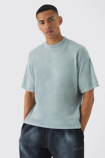 Grey Oversized Extended Neck Washed T-shirt