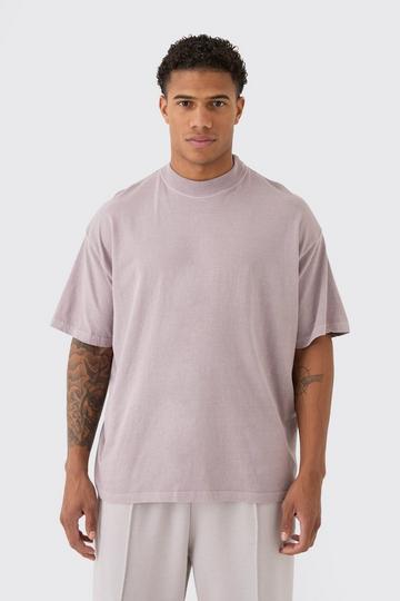 Lilac Purple Oversized Extended Neck Washed T-shirt