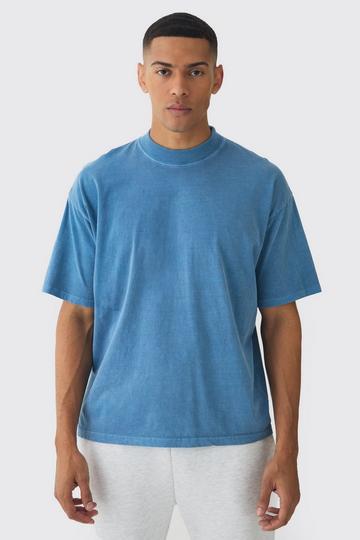 Oversized Extended Neck Washed T-shirt washed blue