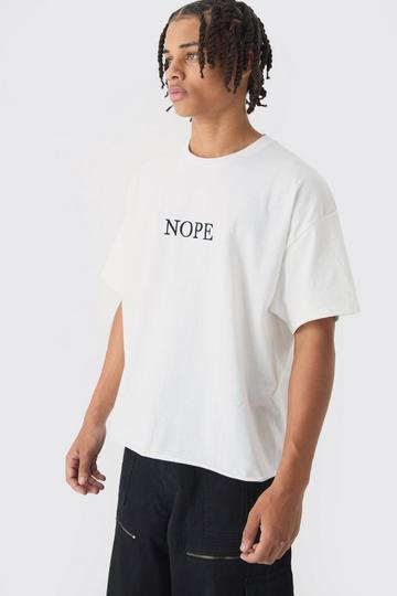 Oversized Boxy Nope Embroidered T-Shirt white