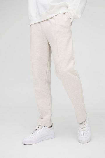 Ecru White Tapered Scuba Marl Pintuck Elasticated Waist Trouser